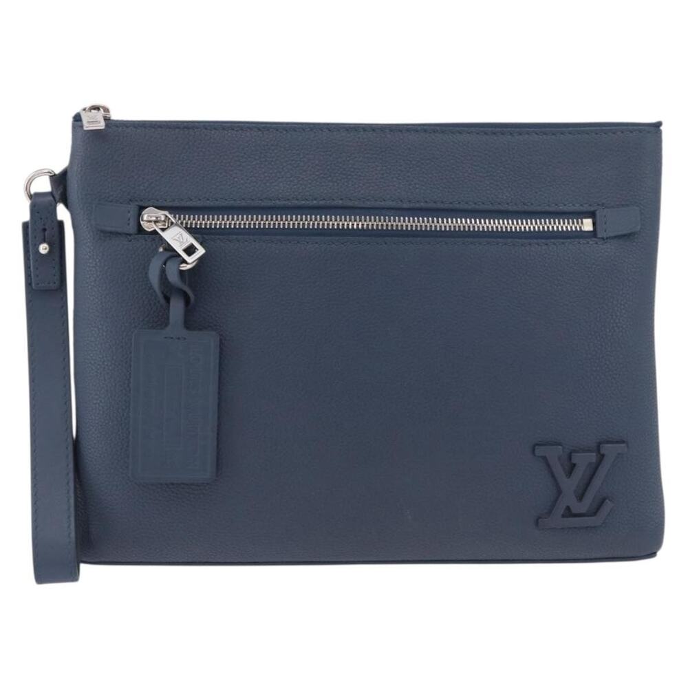 Louis Vuitton Leather Takeoff Pouch Blue